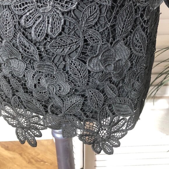 Free People Black Floral Lace Off Shoulder Dress Size 6 - Picture 13 of 13
